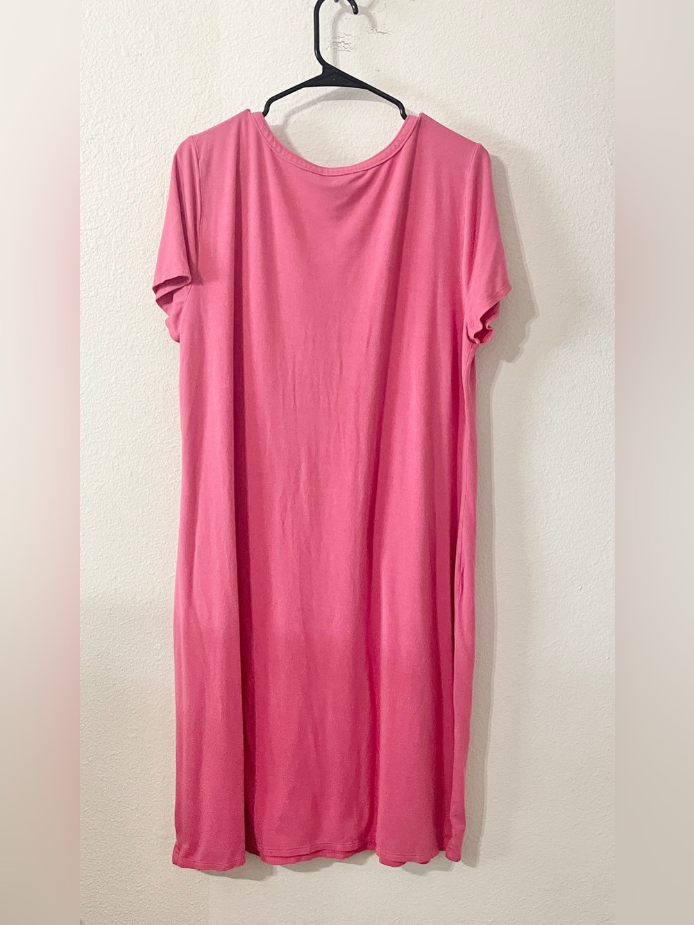 Lace Up Short Sleeve Shift Midi Dress | Pink | Size XLarge - Picture 3 of 5